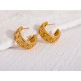 Golden Hoop Earrings Cubic Zirconia Waterproof Jewelry