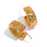 Golden Hoop Earrings Cubic Zirconia Waterproof Jewelry