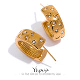 Golden Hoop Earrings Cubic Zirconia Waterproof Jewelry