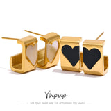 Stainless Steel Heart Stud Earrings Waterproof Romantic Jewelry for Women