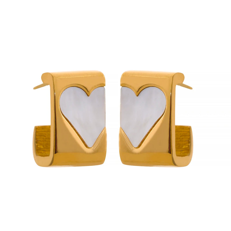 Stainless Steel Heart Stud Earrings Waterproof Romantic Jewelry for Women