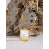 Stainless Steel Shell Pendant Necklace Minimalist Chain Women Jewelry