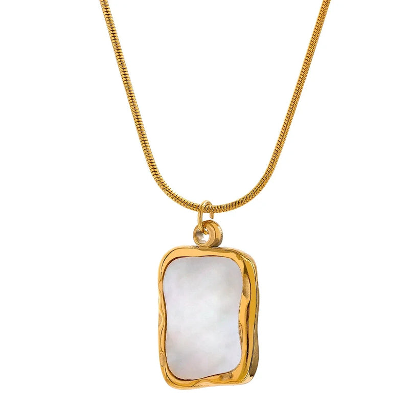 Stainless Steel Shell Pendant Necklace Minimalist Chain Women Jewelry