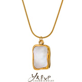 Stainless Steel Shell Pendant Necklace Minimalist Chain Women Jewelry