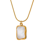 Stainless Steel Shell Pendant Necklace Minimalist Chain Women Jewelry
