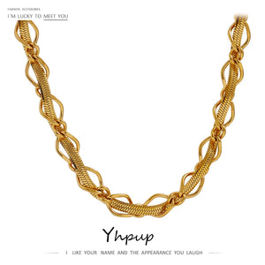 Stainless Steel Snake Chain Necklace 18K Collar Accessories Gift