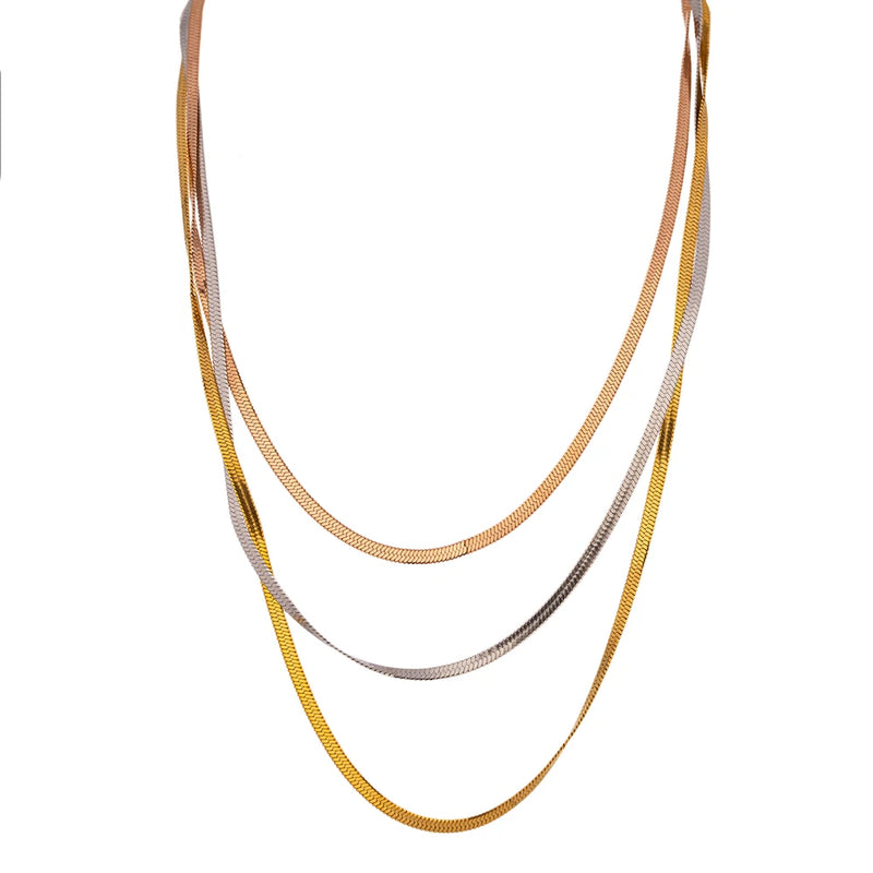 Stainless Steel Snake Chain Geometric Choker Necklace