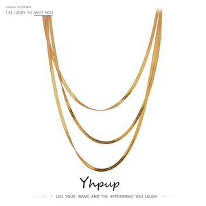 Stainless Steel Snake Chain Geometric Choker Necklace