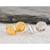 Square Classic Stud Earrings PVD Silver Charm Jewelry