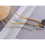 Stainless Steel Square Drop Chain Double Layered Overlay Necklace