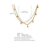 Stainless Steel Square Drop Chain Double Layered Overlay Necklace