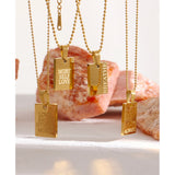 Stainless Steel Square Pendant Necklace