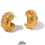 Chunky Hoop Earrings 18K Zircon Vintage Jewelry Women