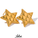 Stainless Steel Star Stud Earrings Waterproof 18K Charm Metal Basic Jewelry