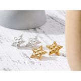 Stainless Steel Star Stud Earrings Waterproof 18K Charm Metal Basic Jewelry