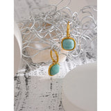 Tianhe Stone Hoop Earrings 18K Metal Bijoux Femme Party Gift