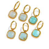 Tianhe Stone Hoop Earrings 18K Metal Bijoux Femme Party Gift