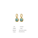 Tianhe Stone Hoop Earrings 18K Metal Bijoux Femme Party Gift