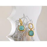 Tianhe Stone Hoop Earrings 18K Metal Bijoux Femme Party Gift
