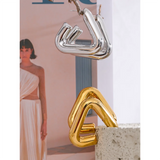 Triangle Hoop Earrings Chunky Metal Texture Allergy-Free Waterproof Jewelry