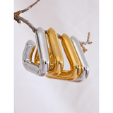 Triangle Hoop Earrings Chunky Metal Texture Allergy-Free Waterproof Jewelry