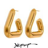 Triangle Hoop Earrings Chunky Metal Texture Allergy-Free Waterproof Jewelry