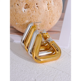 Triangle Hoop Earrings Chunky Metal Texture Allergy-Free Waterproof Jewelry
