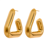 Triangle Hoop Earrings Chunky Metal Texture Allergy-Free Waterproof Jewelry