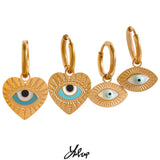 Turkey Evil Eye Hoop Earrings Stainless Steel Charm Jewelry
