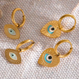 Turkey Evil Eye Hoop Earrings Stainless Steel Charm Jewelry