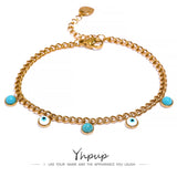 Stainless Steel Turquoise Stone Resin Eye Charm Bracelet Bangle