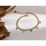 Stainless Steel Turquoise Stone Resin Eye Charm Bracelet Bangle