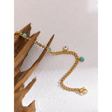 Stainless Steel Turquoise Stone Resin Eye Charm Bracelet Bangle