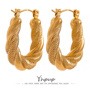 Golden Charm Hoop Earrings 18k-Plated Stainless Steel