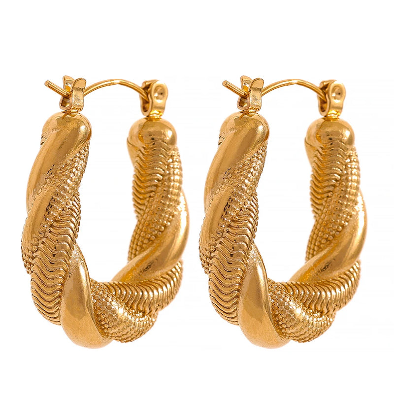 Golden Charm Hoop Earrings 18k-Plated Stainless Steel