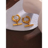 Golden Geometric Huggie Earrings Statement Metal