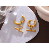 Golden Geometric Huggie Earrings Statement Metal