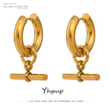 Golden Geometric Huggie Earrings Statement Metal
