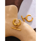 Golden Geometric Huggie Earrings Statement Metal