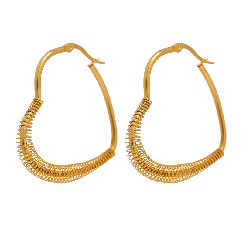 Golden Geometric Hoop Earrings for Women Bijoux Femme Gift