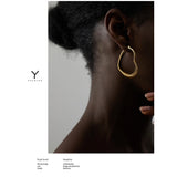 Golden Geometric Hoop Earrings for Women Bijoux Femme Gift