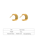 Stainless Steel Unusual Stud Earrings 18K Plated Geometric Stylish Gift