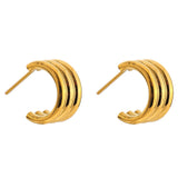 Stainless Steel Unusual Stud Earrings 18K Plated Geometric Stylish Gift