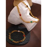 Vintage Natural Stone Necklace Bracelet Set for Women