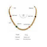 Vintage Natural Stone Necklace Bracelet Set for Women