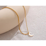 Moon Pendant Necklace Stainless Steel Shell Charm Jewelry
