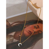 Moon Pendant Necklace Stainless Steel Shell Charm Jewelry