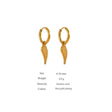 Stainless Steel Wing Huggie Hoop Earrings Golden Women Stylish Jewelry