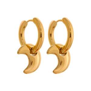 Star Moon Heart Drop Hoop Earrings 18k Plated Stainless Steel