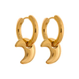 Star Moon Heart Drop Hoop Earrings 18k Plated Stainless Steel